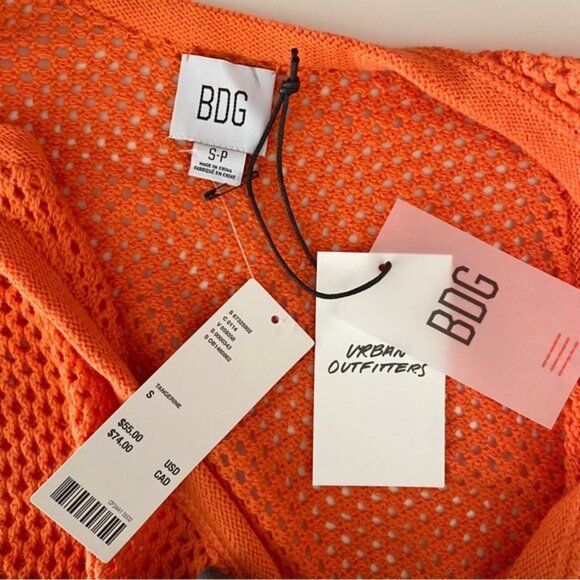 Urban Outfitters | BDG Tybee Mesh Sweater Tank Top Tangerine Orange Swim Cover S - Picture 12 of 13